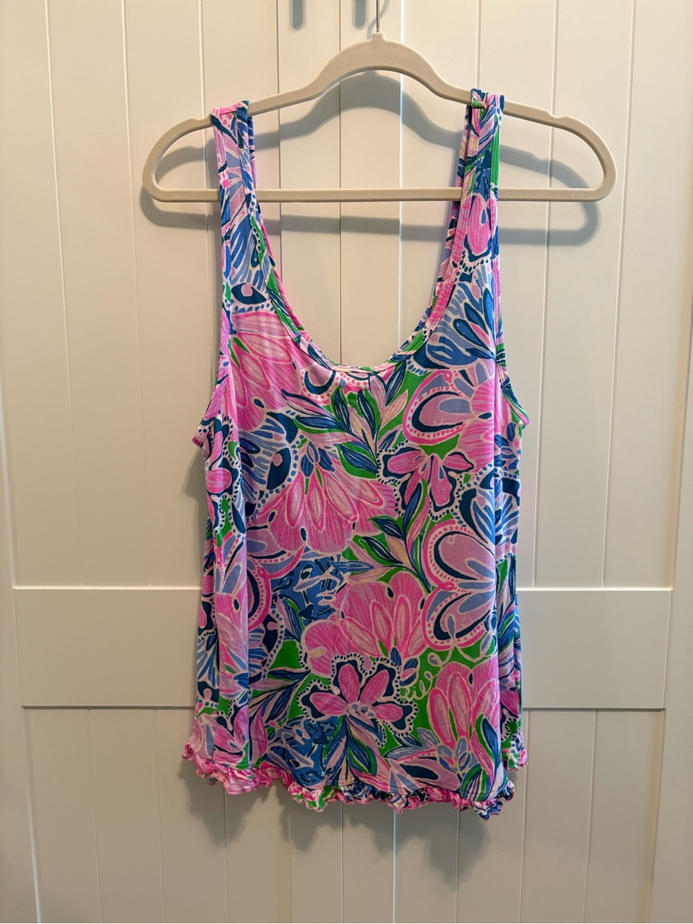 Lilly Pulitzer Ladies Floral Print Tank - Pink, Blue & Green